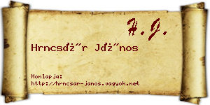 Hrncsár János névjegykártya
